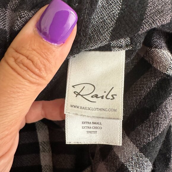 2/$30 Rails Redding  Plaid Shirt Frayed Hem Onyx XS #A0631 TRB3 - Picture 8 of 12